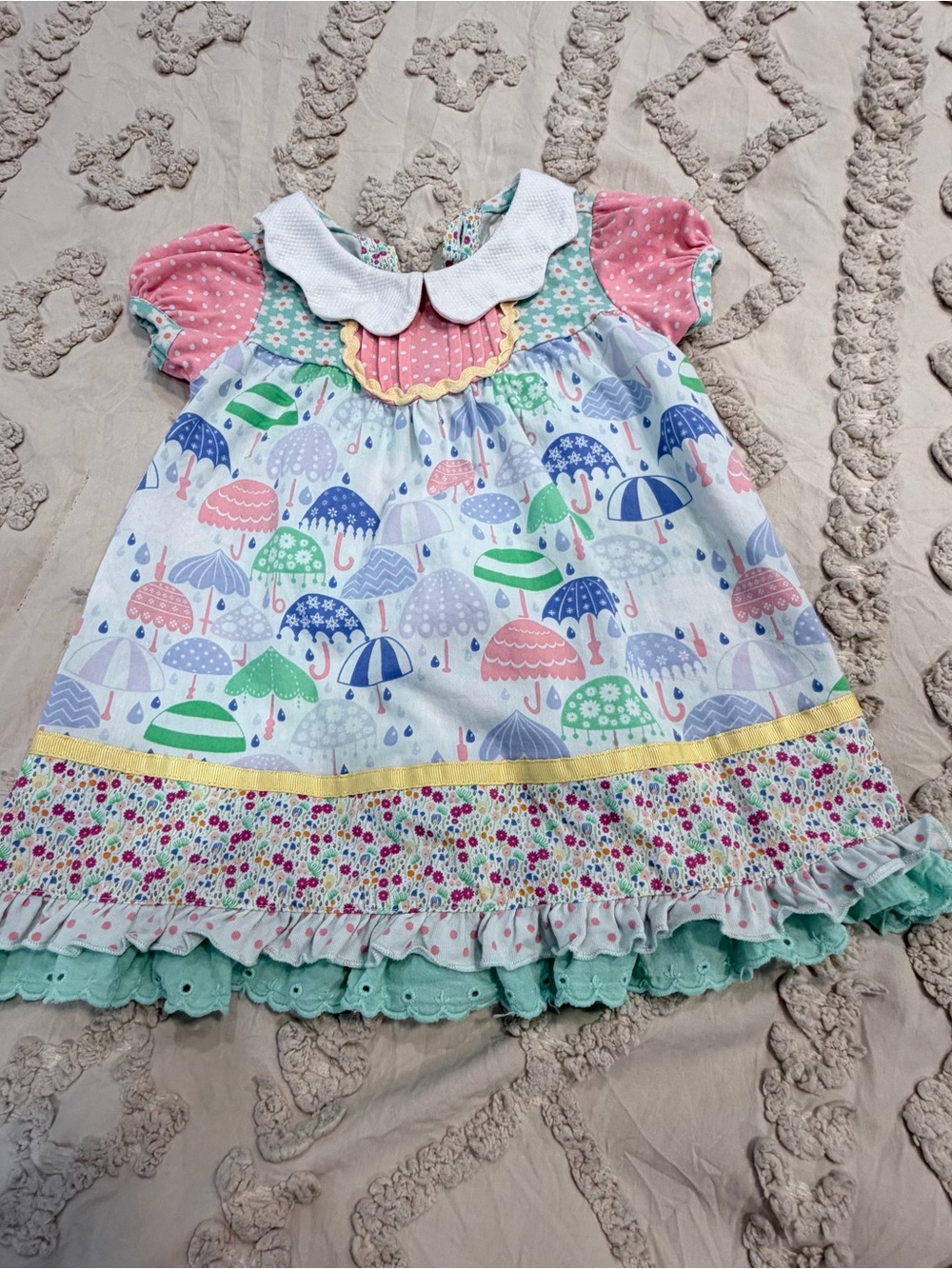 Toddler Umbrella Print Ruffle Dress - Multicolor